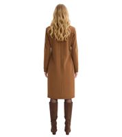 Vestido midi moderno para mujer en cómodo tejido Punto di Roma con cuello polo 935304 Marrón