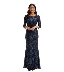 Romantic Women's Evening Dress Sequin Dress with Ornaments 939101 Dark Blue