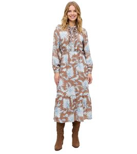 Robe maxi femme à volants, grandes tailles, 928537 Marron/Bleu