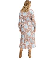 Robe maxi femme à volants, grandes tailles, 928537 Marron/Bleu