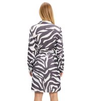 Robe portefeuille courte fluide pour femme, imprimé zèbre, manches longues 909393 Noir/Blanc