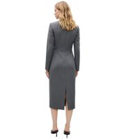 Robe midi intemporelle pour femme, robe fourreau à pinces taille, robe business 916193 Gris