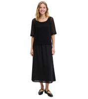 Asymmetrical Women's Midi Dress 2-in-1 Look Layered Dress 948371 Black