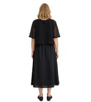 Asymmetrical Women's Midi Dress 2-in-1 Look Layered Dress 948371 Black