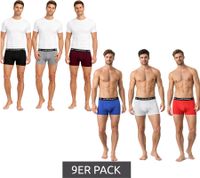 9-Pack Le Coq Sportif Basic Boxer Shorts for Men, Cotton Underwear, Gray/Burgundy/Black or Red/Light Gray/Blue