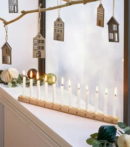 Decorative Candle Advent Calendar, Candle Holder for 24 Slim Candles, Home Decor 909601 Beige