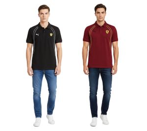 PUMA X Scuderia Ferrari Race Herren Polo-Shirt Kurzarm-Shirt Baumwoll-Shirt Motorsport-Shirt 701231829 Rot oder Schwarz