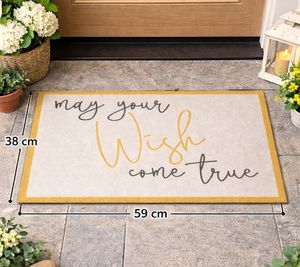 Decorative Doormat "May Your Wish Come True" - Non-Slip Dirt-Trapping Mat 38 x 59 cm Silver Gray