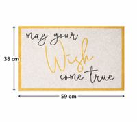 Decorative Doormat "May Your Wish Come True" - Non-Slip Dirt-Trapping Mat 38 x 59 cm Silver Gray