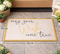 Decorative Doormat "May Your Wish Come True" - Non-Slip Dirt-Trapping Mat 38 x 59 cm Silver Gray