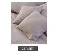 2er Set Kissenhülle Kissen-Bezug aus Leinen 40x40cm Wohn-Dekoration 955078 Grau