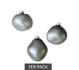 3-Pack Organic-Shaped Glass Christmas Baubles Home Decor 974216 Anthracite