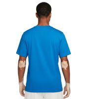 T-shirt Nike Swoosh classique pour homme, manches courtes, 100 % coton, imprimé grand format, réf. FQ5929-435, bleu