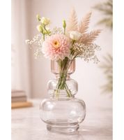Modern Glass Vase with Curved Design Home Decor Decorative Vase 905585 Transparent