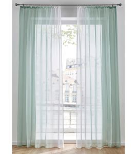 2er Set Gardinen mit modernem Farbverlauf Fenster-Vorhang 295x114cm halbtransparent 956059 Weiß/Grün