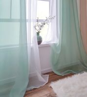 2er Set Gardinen mit modernem Farbverlauf Fenster-Vorhang 295x114cm halbtransparent 956059 Weiß/Grün