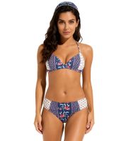 Playful Women's Bikini Bottoms with Regular Leg Cut and Ornaments 976527 Blue/Pink/Beige