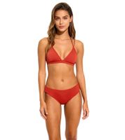 Simple Women's Bikini Bottoms with Regular Leg Cut Swimwear 976280 Rust Brown