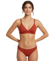 schlichtes Damen Bikini Oberteil in Wickeloptik Badebekleidung für Strand und Sommer 958674 Braun