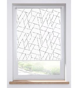 Privacy Roller Blind with Graphic Design, Window Blind, Sun Protection 958149 White