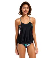 Extravagant 2-Piece Women's Tankini Set: Swimwear with Padded Cups, Tankini Top and Bottom for Beach & Summer 971626 Black/Multicolor
