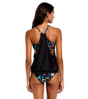 Extravagant 2-Piece Women's Tankini Set: Swimwear with Padded Cups, Tankini Top and Bottom for Beach & Summer 971626 Black/Multicolor