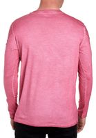 Chemise homme tendance à manches longues, col V, imprimé délavé, coupe ajustée, 10117, rose foncé