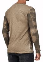 Chemise homme décontractée à manches longues et col rond, imprimé délavé, coupe ajustée, kaki 10144
