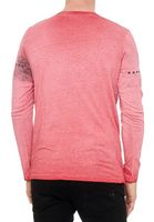 Camicia da uomo a maniche lunghe con scollo rotondo, design stampato, aspetto lavato, abbottonatura, vestibilità slim, camicia a maniche lunghe 10145 Rosso