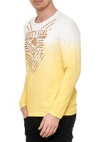 Chemise homme à manches longues tendance, coupe ajustée, col rond, effet délavé, imprimé dégradé sur le devant, référence 10148 Jaune