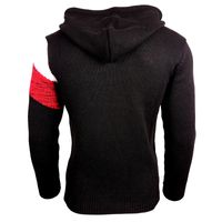 Kontrastfarbiger Herren Kapuzen-Pullover im Colorblock Design Sweater Slim Fit Hoodie 13245 Schwarz/Weiß/Rot