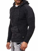 Maglione con cappuccio in maglia da uomo moderno, pullover in maglia grossa, giacca in maglia 13290 antracite