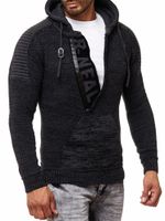Maglione con cappuccio in maglia da uomo moderno, pullover in maglia grossa, giacca in maglia 13290 antracite