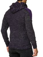 Moderner Herren Strick-Pullover Kapuzen-Sweater Grobstrick-Hoodie Strick-Jacke 13290 Lila