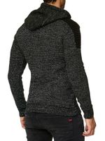 Maglione con cappuccio in maglia da uomo moderno, pullover in maglia grossa, giacca in maglia 13290 Petrolio