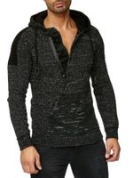 Maglione con cappuccio in maglia da uomo moderno, pullover in maglia grossa, giacca in maglia 13290 Petrolio