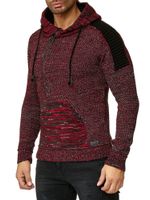 Maglione con cappuccio in maglia da uomo moderno, pullover in maglia grossa, giacca in maglia 13290 rosso