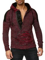 Maglione con cappuccio in maglia da uomo moderno, pullover in maglia grossa, giacca in maglia 13290 rosso