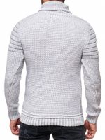 Urban biker stand-up collar sweater, chunky knit sweater with high roll neck 13293 Grey