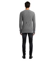 Pull motard urbain pour homme, col rond, style délavé moderne avec détails usés 13293 Gris
