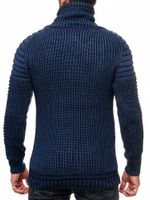 Urbaner Biker Stehkragen-Pullover Grobstrick-Sweater mit Hohem Rollkragen 13293 Marine