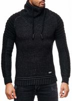 Maglione da motociclista urbano con collo alto, maglione in maglia grossa con collo alto 13293 Nero/Antracite