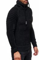 Maglione da motociclista urbano con collo alto, maglione in maglia grossa con collo alto 13293 Nero/Antracite