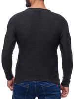 Pull homme moderne en maille, aspect usé, col rond, noir, référence 13295