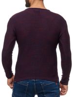 Suéter de punto moderno para hombre con aspecto desgastado, suéter de cuello redondo 13295, rojo vino
