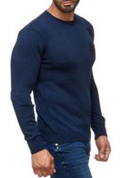 Pull homme tendance à col rond avec écussons, en maille style militaire 13297 Bleu marine