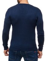 Pull homme tendance à col rond avec écussons, en maille style militaire 13297 Bleu marine
