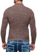 Pull homme en grosse maille texturée, col montant et fermeture à col. Modèle 13299 Camel.
