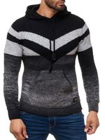 Pull à capuche en maille sportive pour homme, style colorblock, avec poche kangourou, référence 13311 Noir