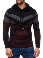 Pull à capuche en maille sportive pour homme, colorblock, avec poche kangourou, référence 13311, bordeaux